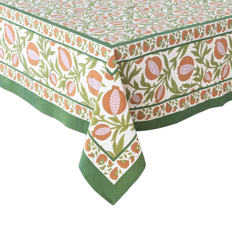 Spring floral tablecloth on an Easter tablescape.