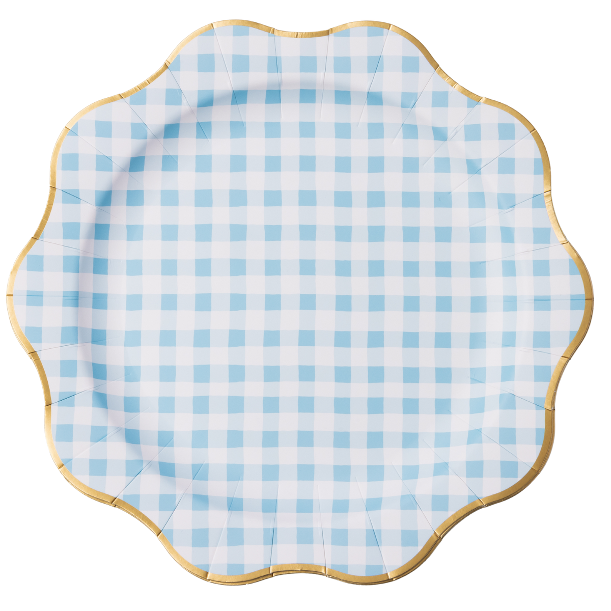 Elegant Sky Blue Gingham Baby Shower Plates