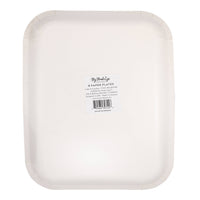 The back of the My Mind's Eye 8-pack Cake and Candles paper plates packaging showing the 8" x 10" dimensions.