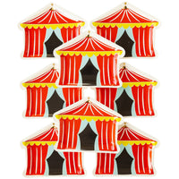 Set of carnival tent shaped party plates.

