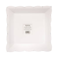 Back view of packaged Retro Holiday Pattern Paper Plates showing label and barcode.