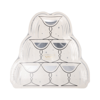 Close-up of the champagne tower shaped paper dinner plate design