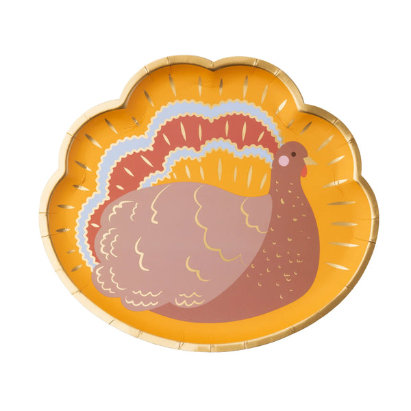 Single turkey-shaped plate on white background, front view.