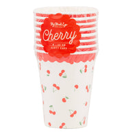 Stack of cherry party cups packaged with Cherry label on front.
