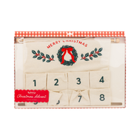 Christmas advent canvas banner in retail packaging with red gingham trim