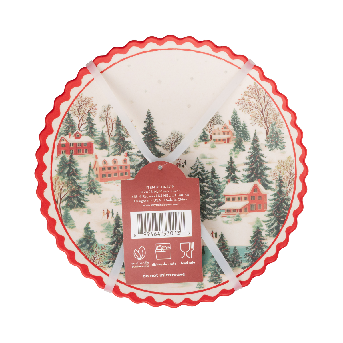 Back of the bamboo plate with the product label.