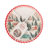 Packaging front for the bamboo plate set showing a plate and a coordinating mug through the window.