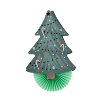 Close-up of Christmas tree with green tissue fan, part of 3D Christmas wall decor set