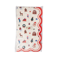 Pack of Christmas icon paper dinner napkins with wavy red and white edge