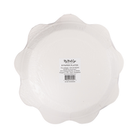 Back of Christmas icon paper plate pack showing label for 8 paper plates