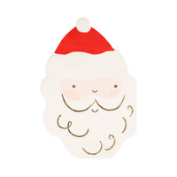 Santa-shaped paper napkin with gold foil beard accents and red hat