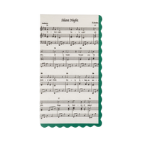 Cream Christmas sheet music paper dinner napkin with wavy dark green edges