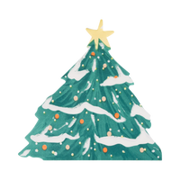 City Tree Christmas tree-shaped paper napkin with a colorful design and gold foil accents