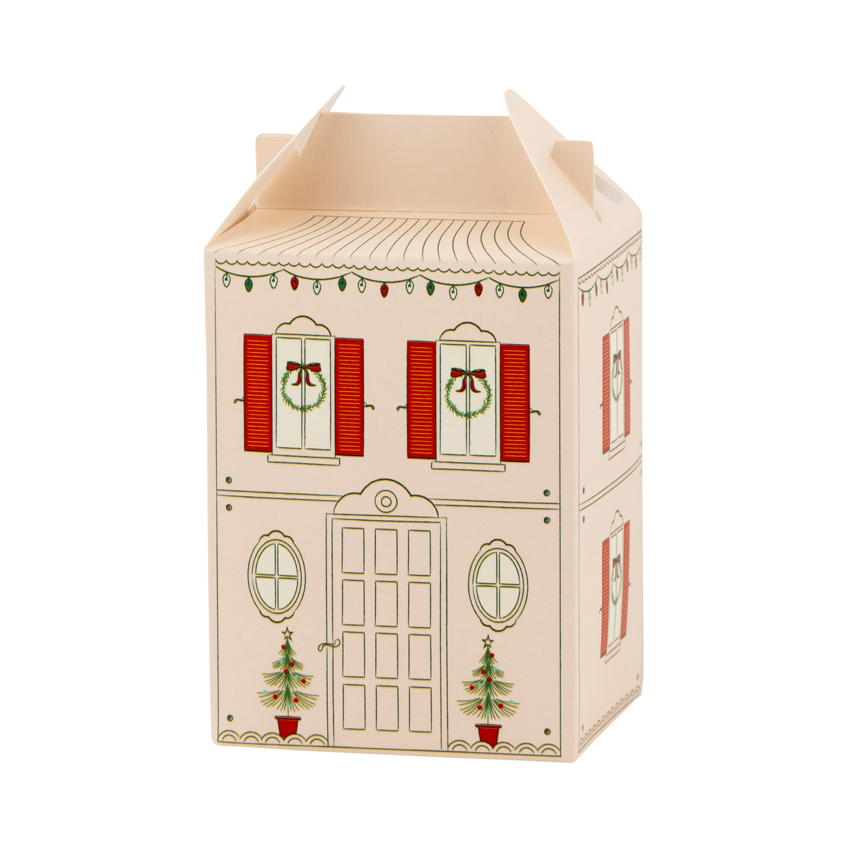 Cream house-shaped advent treat box with garland detail