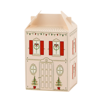 Cream house-shaped advent treat box with garland detail