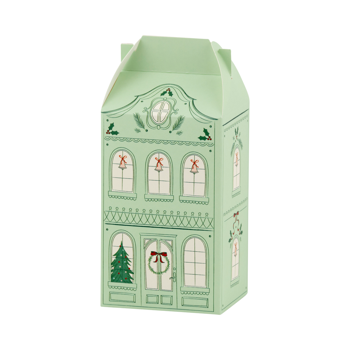Mint-green house-shaped Christmas advent treat box