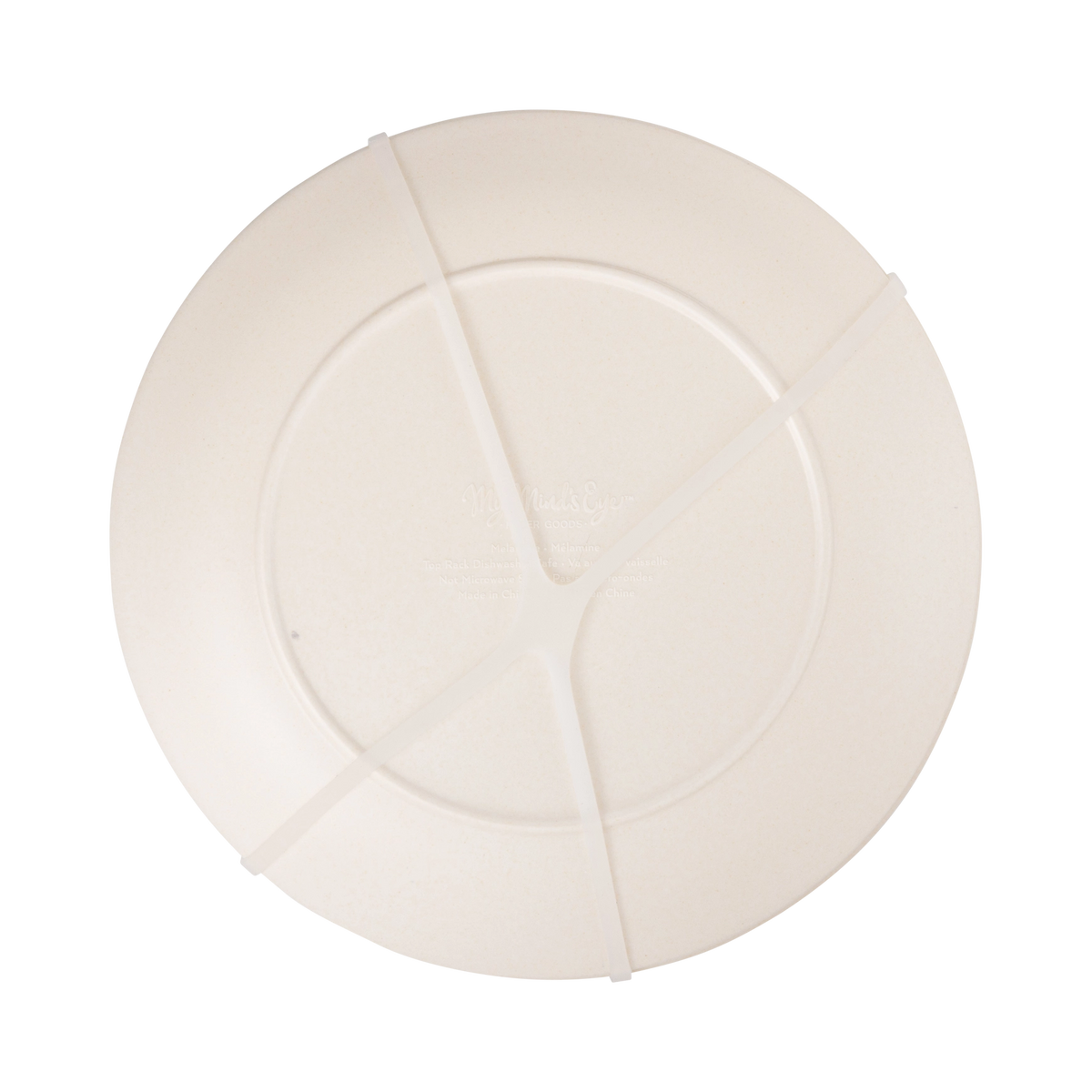 Back of a plain cream City Sidewalks bamboo plate