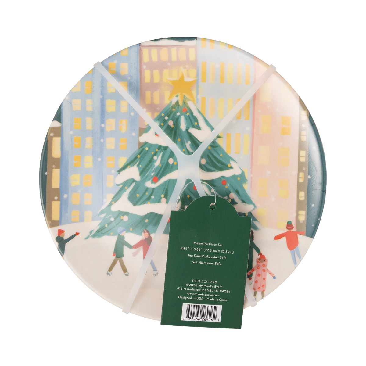 City Sidewalks bamboo plate in packaging with header card and barcode