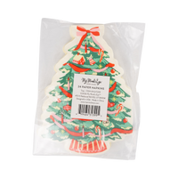Back of the Classic Christmas tree napkins packaging showing product details and barcode