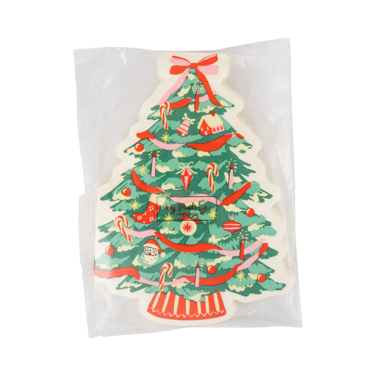 Classic Christmas tree shaped napkins in retail packaging
