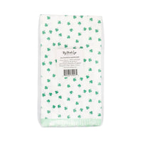 Back of clover pattern dinner napkin package showing size and quantity