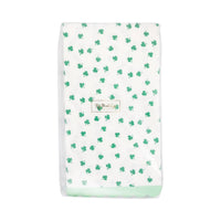 Packaged clover pattern paper dinner napkins with green shamrock design