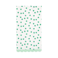 Clover pattern dinner napkin with green shamrocks on a cream background