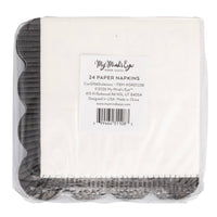 Back of packaged graduation cocktail napkins showing product details and quantity