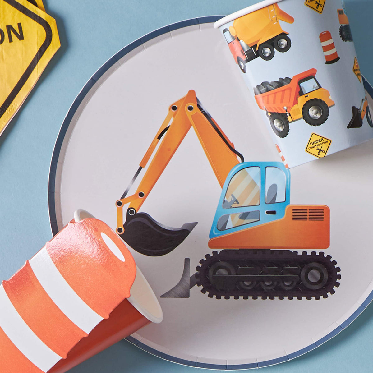 construction dessert plate with excavator design