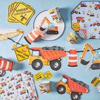 construction party table setting with napkins