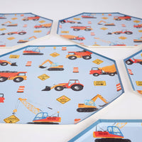 construction party plates on table