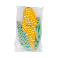Packaged stack of 24 corn-shaped napkins fanned on a clear packaging with My Mind's Eye label.