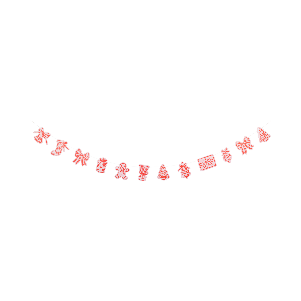Pink and green cozy holiday icon paper banner hung