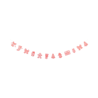Pink and green cozy holiday icon paper banner hung