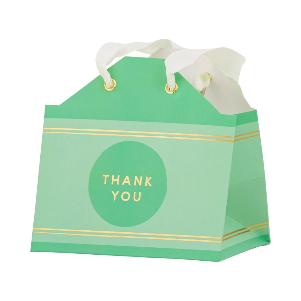 Colorful green crayon themed mini gift bag with handles for small gifts, party favors, and teacher appreciation treats