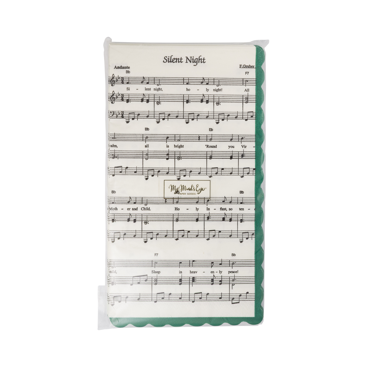 Cream sheet music paper dinner napkin shown flat