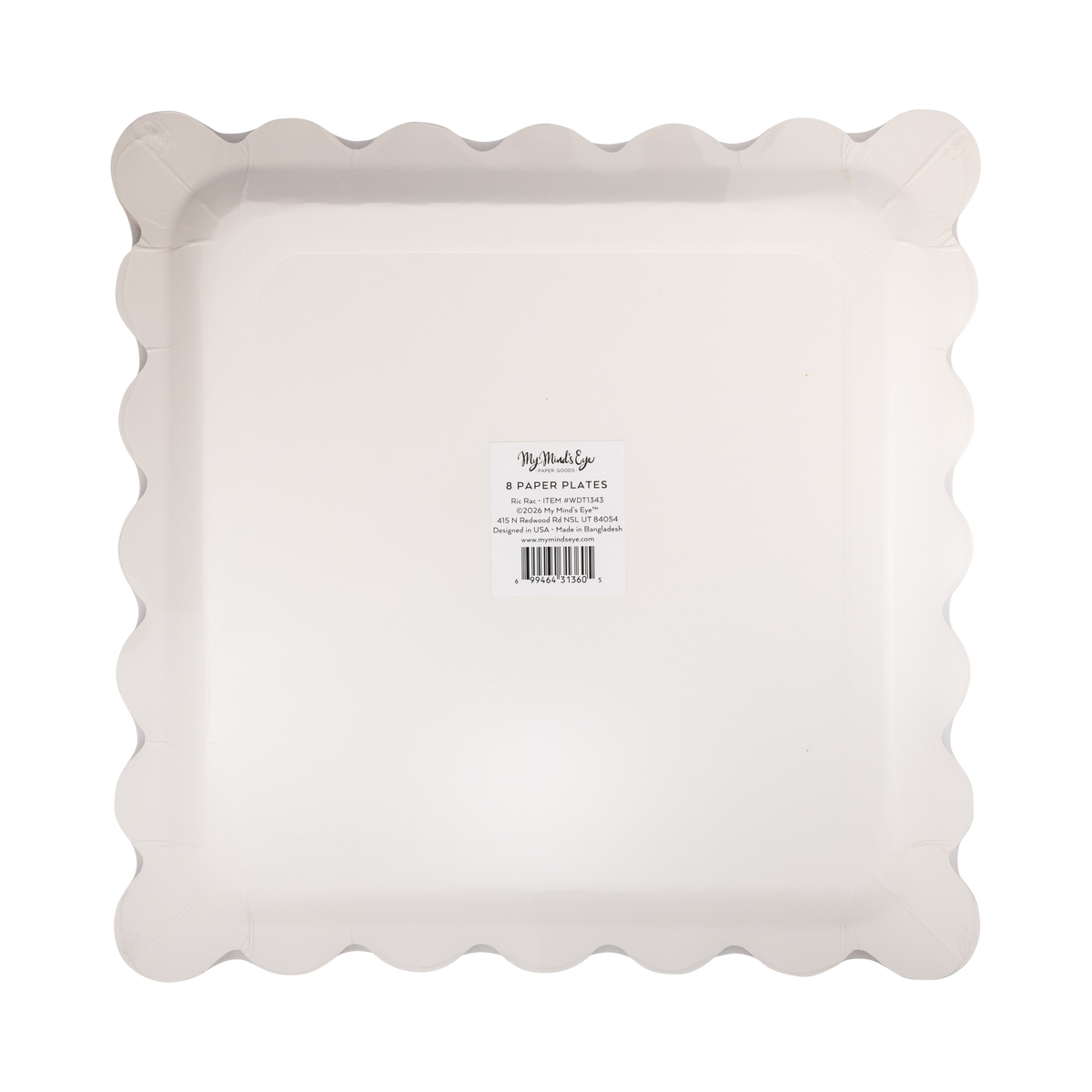 Back of the cream fall paper plate showing the plain square shape and "8 Paper Plates" packaging label.