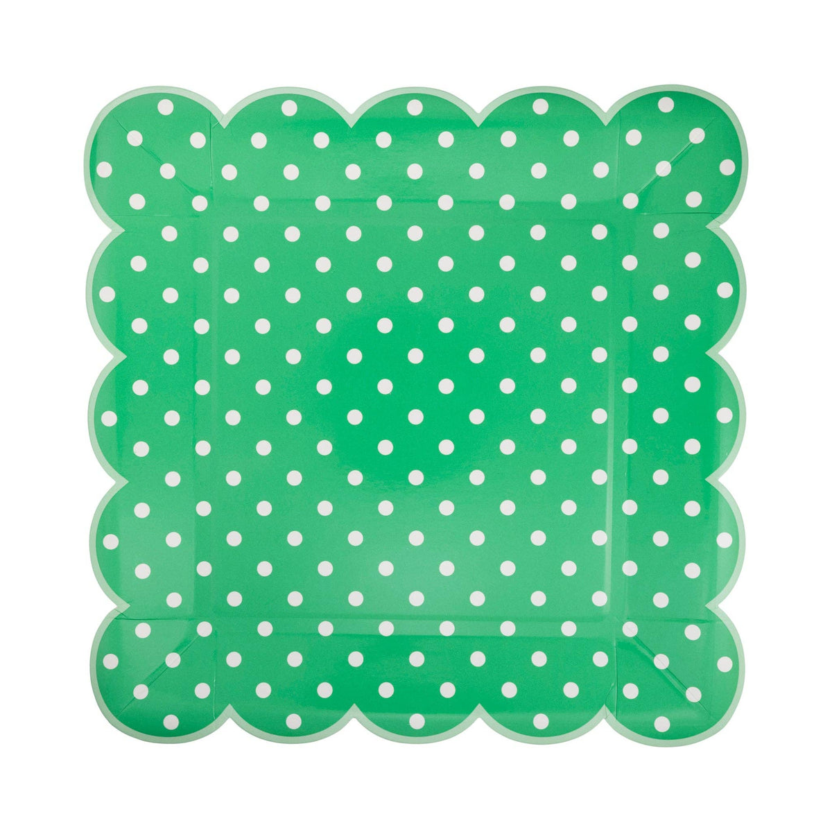Green Polka Dot Scalloped Square Plate