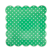 Green Polka Dot Scalloped Square Plate