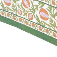 Spring floral tablecloth on an Easter tablescape.