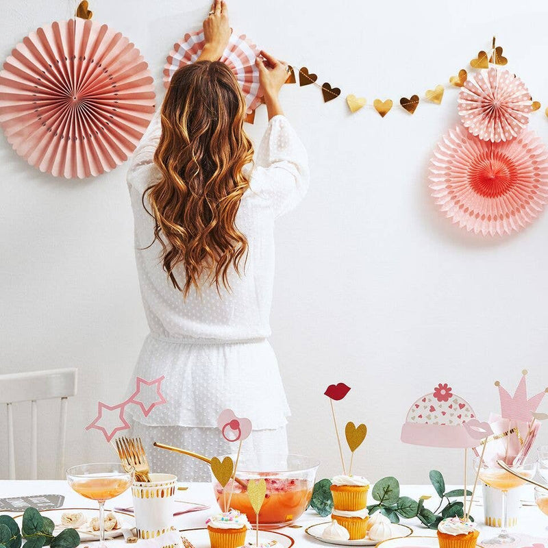 Pale Pink Party Fans - Blush Paper Fan Backdrop (4pk)