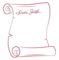 Single scroll artwork with ‘Dear Santa,’ header on white background.