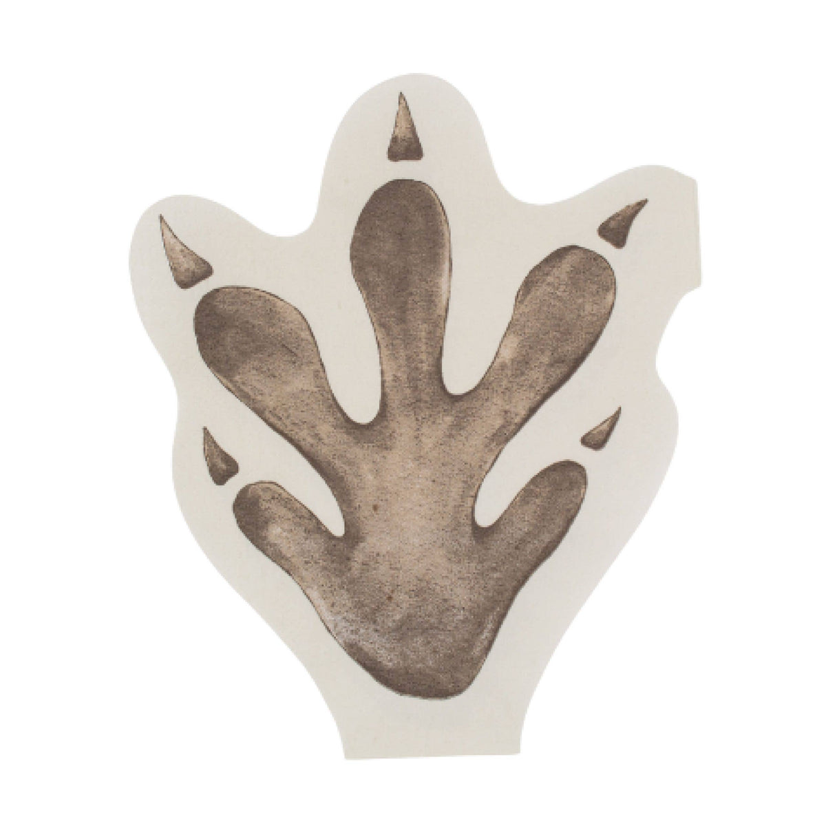 Dinosaur footprint shaped paper napkin with brown track design
