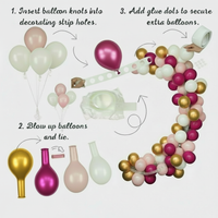 Instructional diagram showing how to assemble the DIY balloon garland kit
