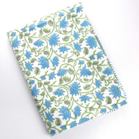 Blue Tablecloth perfect for an Easter or Spring table. This floral tablecloth is 100% block print cotton.