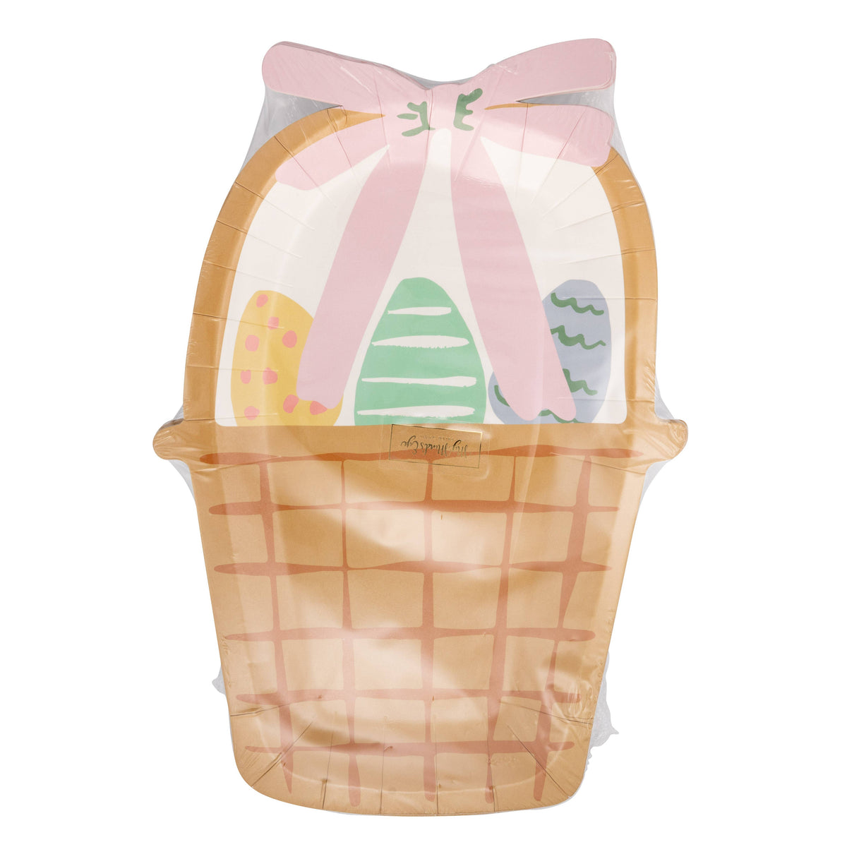 Packaged set of Easter basket shaped paper plates front view