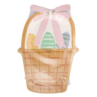 Packaged set of Easter basket shaped paper plates front view