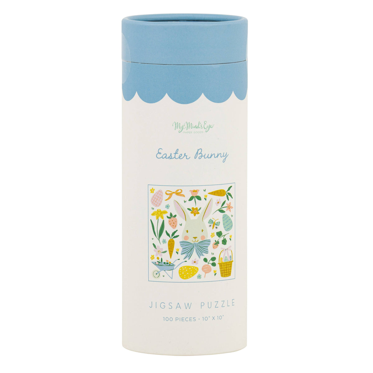 Easter Bunny puzzle packaging tube with product artwork displayed