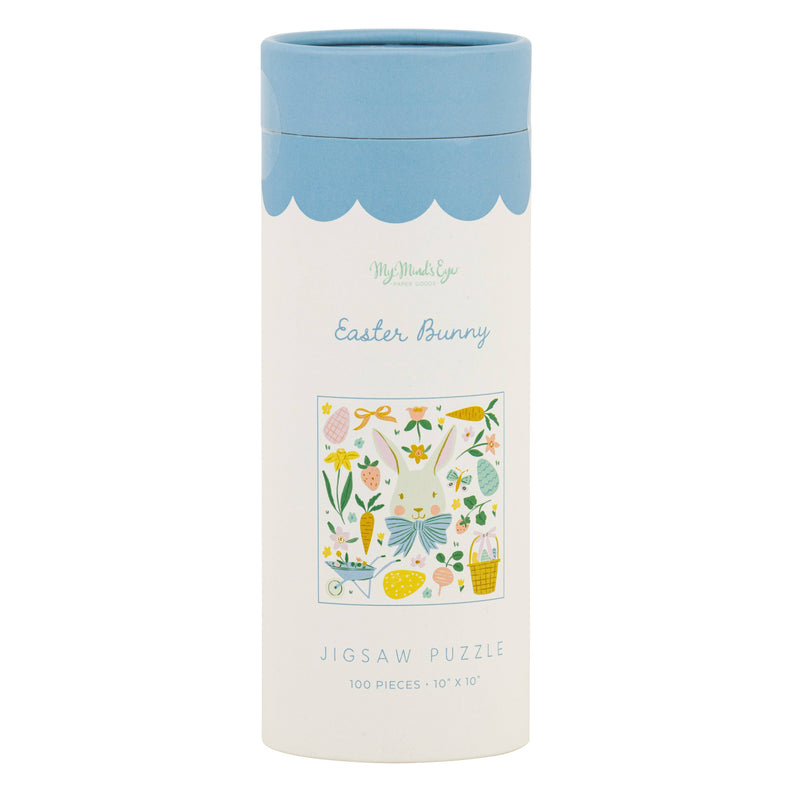 Easter Bunny puzzle packaging tube with product artwork displayed