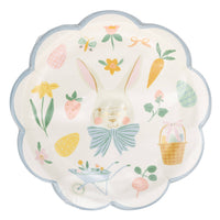Front view of Easter icons scalloped paper plate packaging